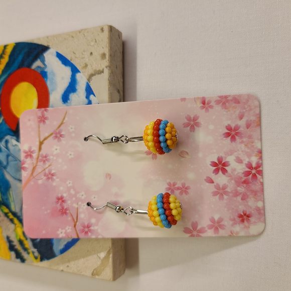 BEADED HACKEYSACK EARRINGS - Picture 2 of 2